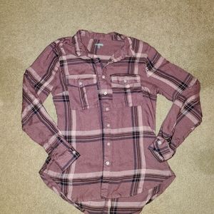 Purple plaid button up
